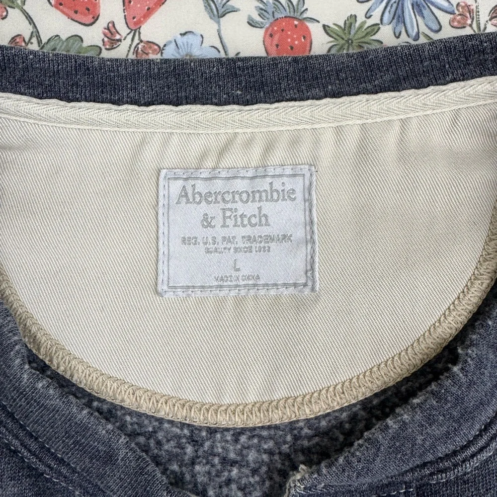 Abercrombie & Fitch Charcoal Gray Henley Sweater with Cream Lining